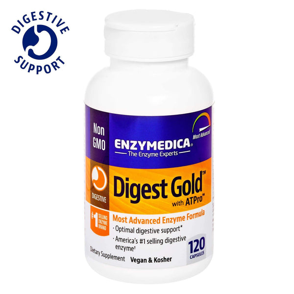Enzymedica - Digest Gold with ATPro, Daily Digestive Support Supplement with Enzymes and ATP, 120 Capsules - Vitamins Emporium