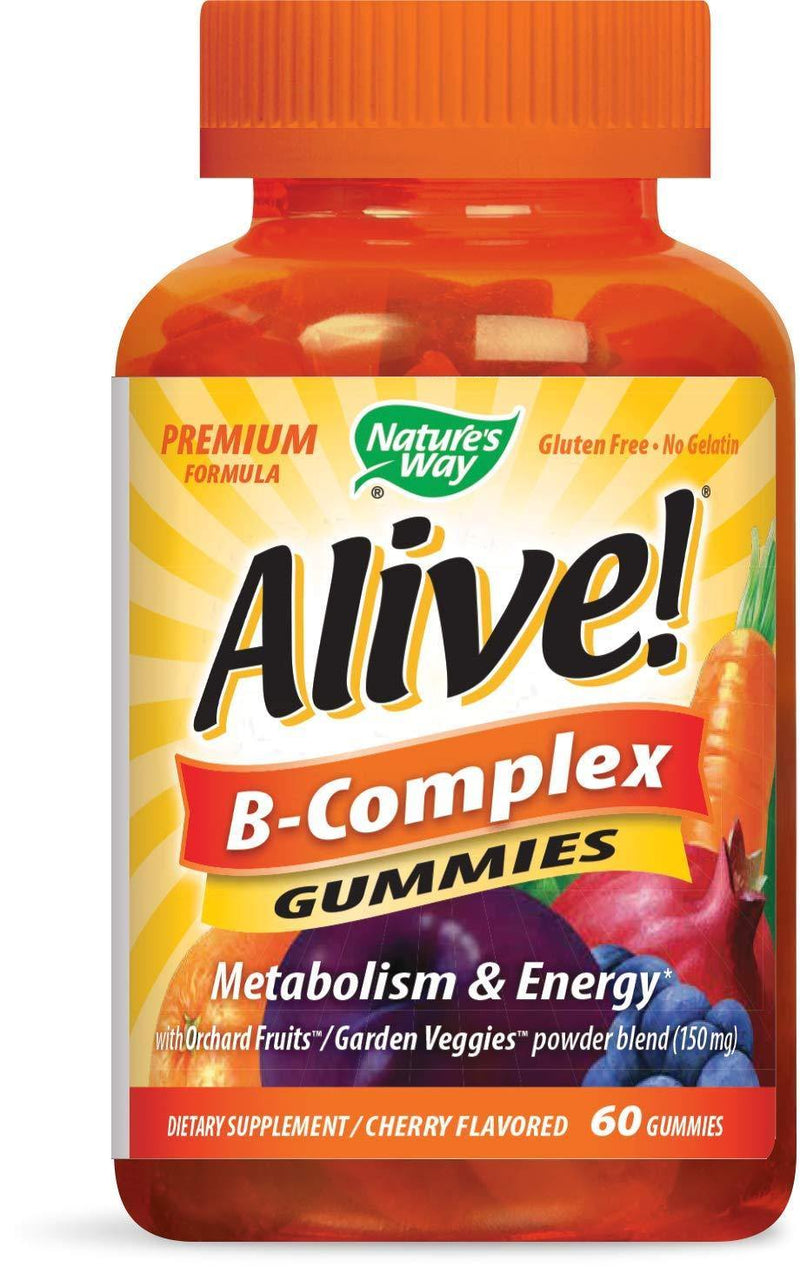 Nature's Way Alive!® B-Complex Gummies, Food-Based Blend (150mg per serving), Gluten Free, Made with Pectin, 60 Gummies - Vitamins Emporium
