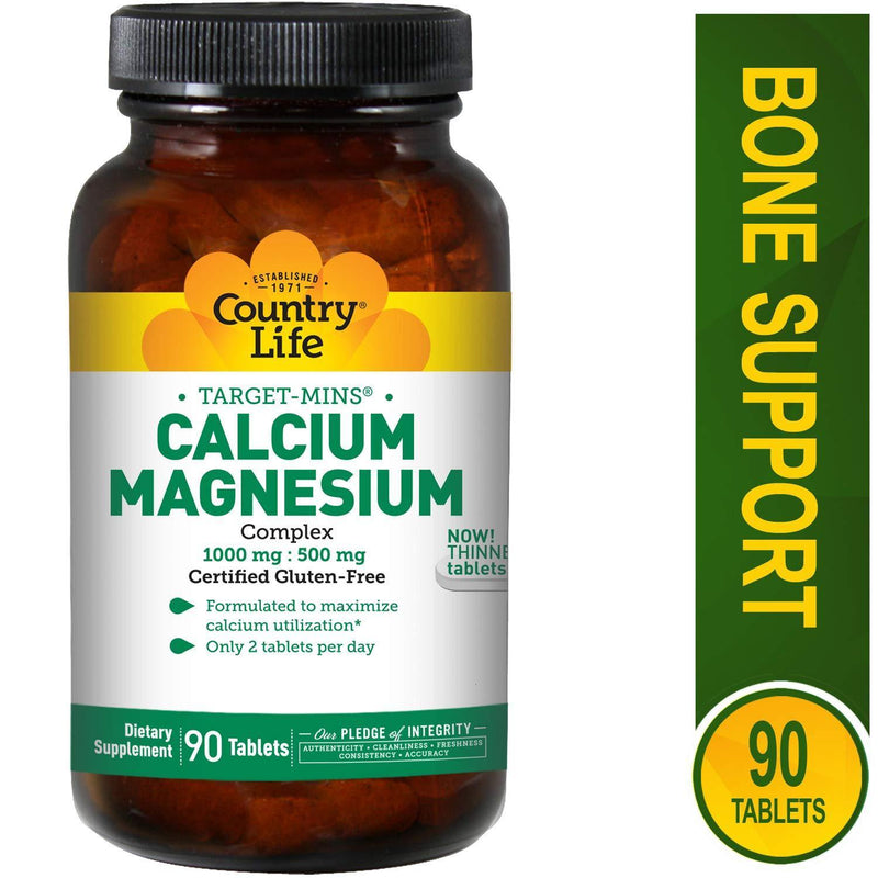 Country Life Target Mins - Calcium Magnesium Complex, 1000 mg/500 mg per 2 Tablets - 90 Tablets - Vitamins Emporium