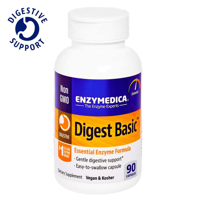 Enzymedica, Digest Basic, Dietary Supplement to Support Digestive Relief, Vegan, Gluten Free, Non-GMO, 90 capsules (90 servings) - Vitamins Emporium