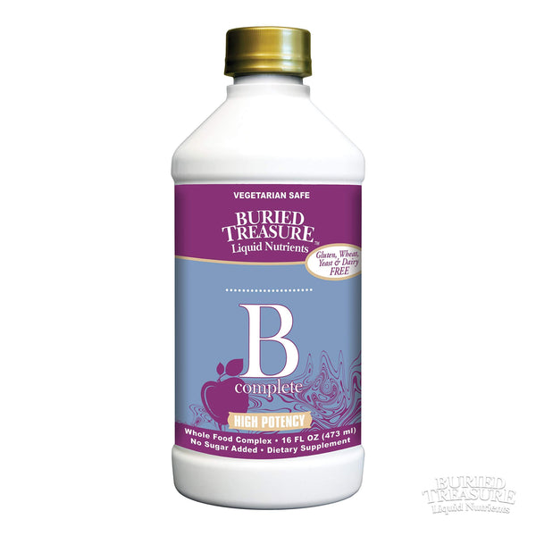 Buried Treasure B Complete High Potency B Complex Adrenal Support Liquid Supplement 30ml Contains 400 mcg Folate 16 oz - Vitamins Emporium