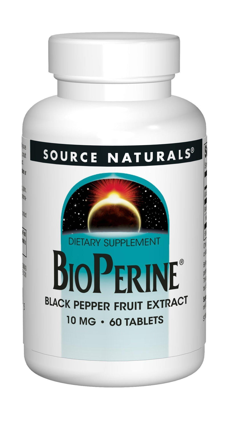 Source Naturals BioPerine 10mg Black Pepper Fruit Extract (Piperine) Supplement - With Calcium - 60 Tablets - Vitamins Emporium