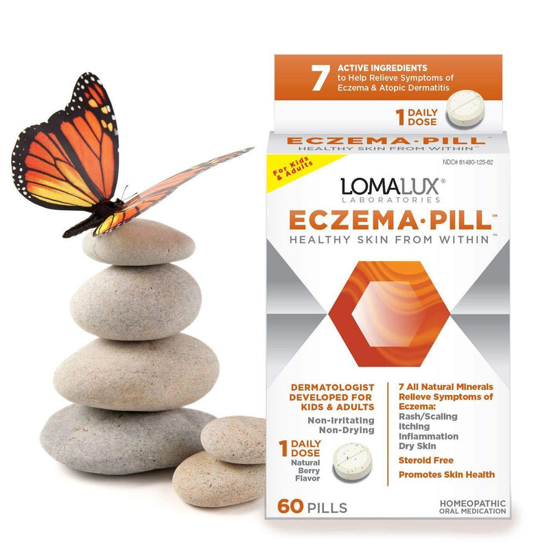 Eczema Pill, All Natural Skin Clearing Minerals - Steroid Free - Dermatologist Developed For Children & Adults, Natural Berry Flavor, 60 Quick Dissolving Pills - Vitamins Emporium