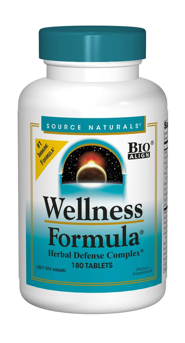 Source Naturals Wellness Formula Bio-Aligned, Echinacea Free Vitamins & Herbal Defense - Immune System Support Supplement & Immunity Booster - 180 Tablets - Vitamins Emporium