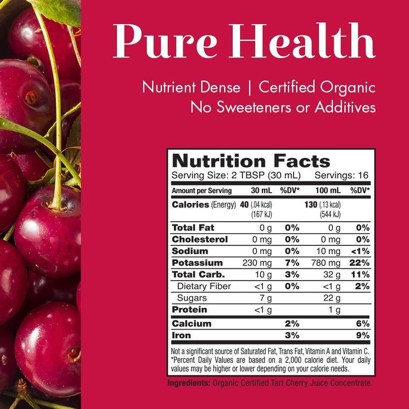 Dynamic Health Organic Tart Cherry Juice Concentrate | USDA Certified & 100% Pure | 16 Servings - Vitamins Emporium