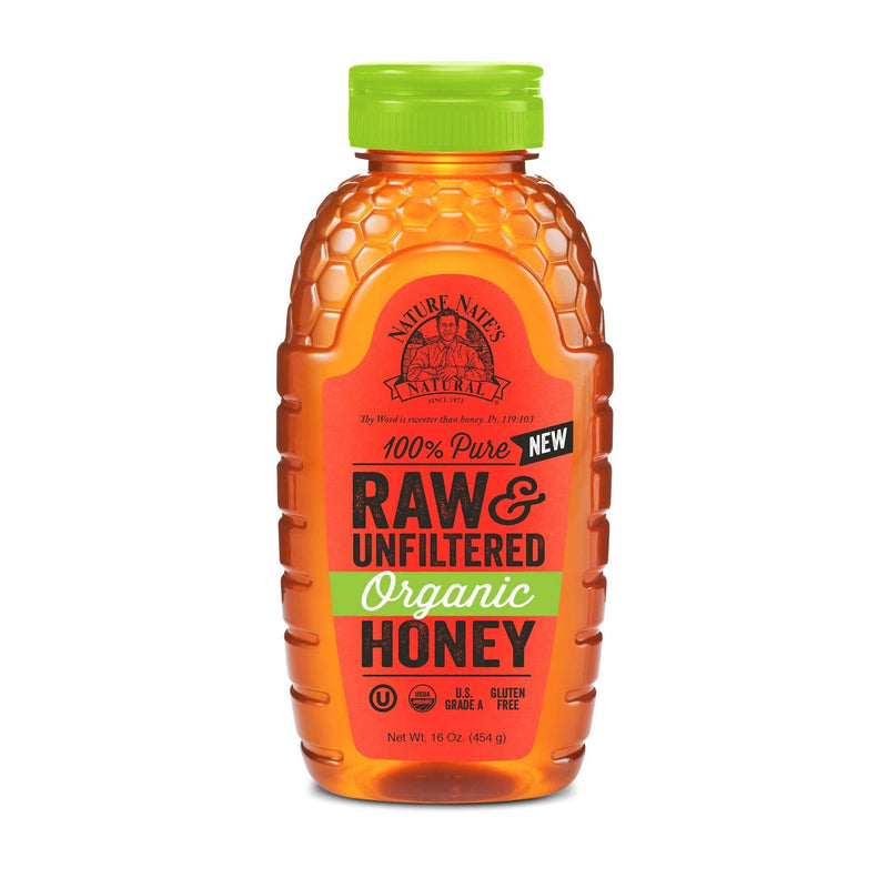 Nature Nate's 100% Pure Raw & Unfiltered Organic Honey; Product of Brazil and Uruguay; Packaged in 16-oz. Squeeze Bottle; Enjoy Honey's Balanced Flavor and Wholesome Benefits, Just as Nature Intended - Vitamins Emporium