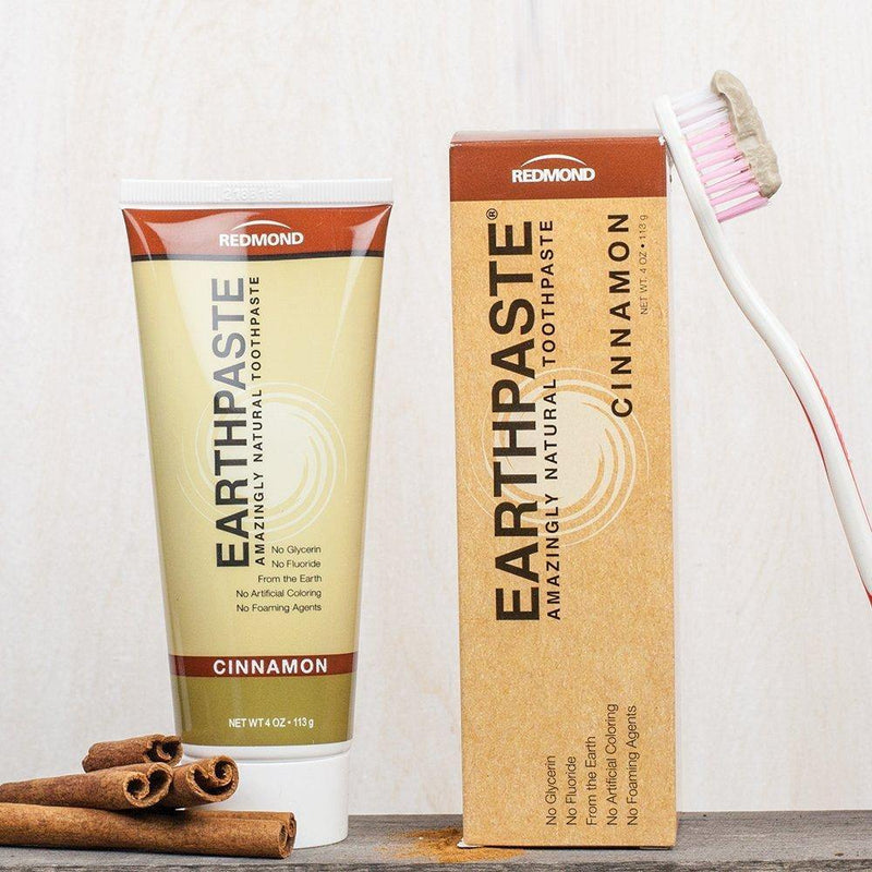 Redmond Earthpaste - Natural Non-Flouride Toothpaste, Cinnamon, 4 Ounce Tube (3 Pack) - Vitamins Emporium