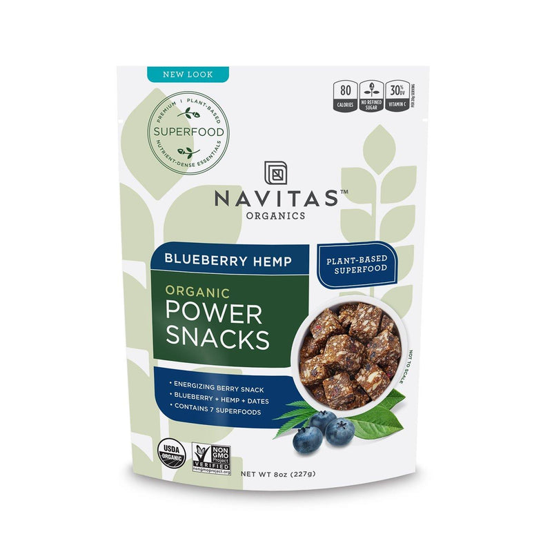 Navitas Organics Superfood Power Snacks, Blueberry Hemp, 8oz. Bag - Organic, Non-GMO, Gluten-Free, No Sugar Added - Vitamins Emporium