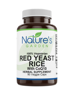 Red Yeast Rice Organic with CoQ10 - 90 Veggie Caps with 600mg Organic Red Rice Yeast Plus Co Q 10 - Natures Support for Cholesterol