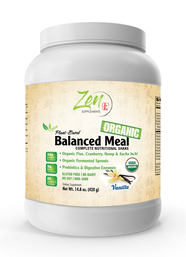 Organic Plant Based Protein Balanced Meal, Vanilla Flavored - with 22g Protein, Plus Vitamins & Nutrients - Certified Non-GMO, Gluten Free and Vegan-Friendly Organic Vanilla Protein 14.8 Oz-Powder