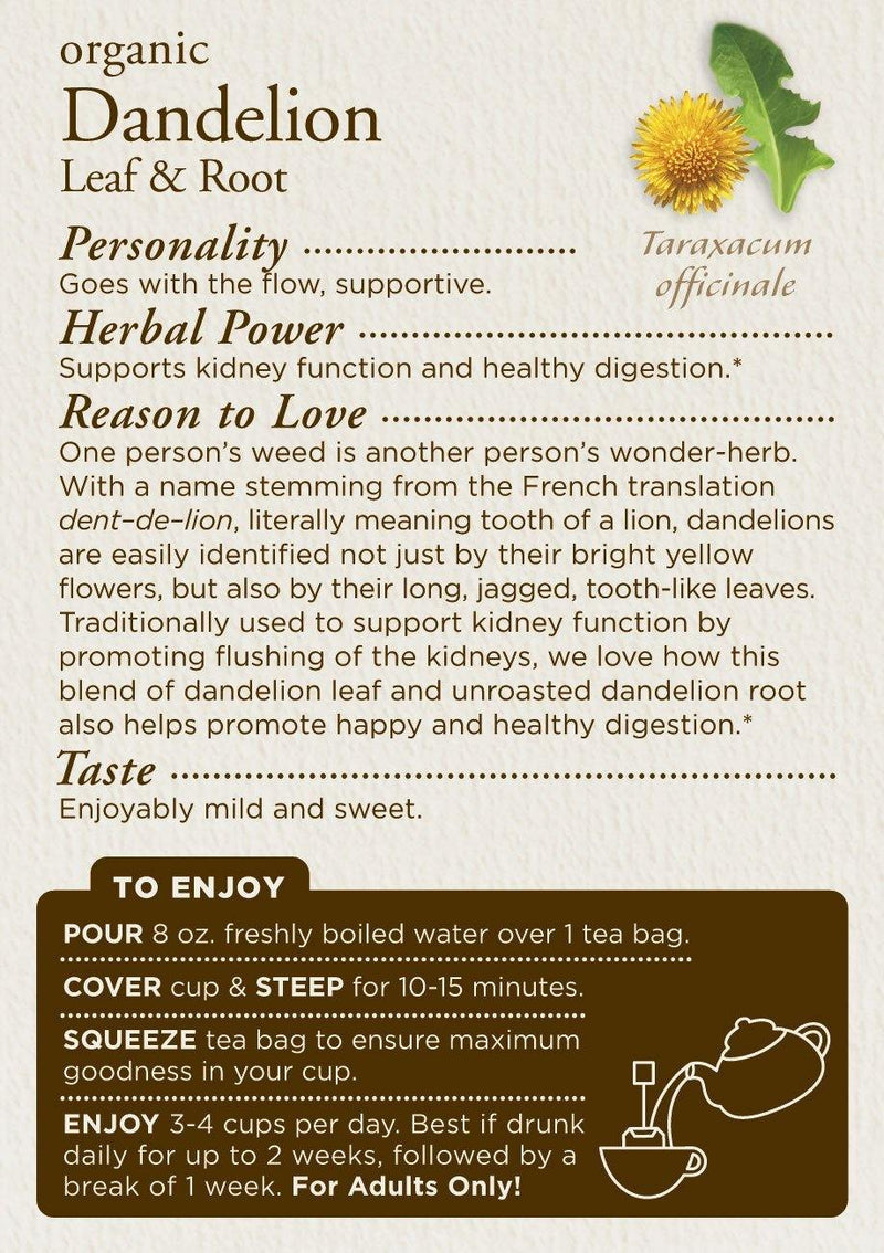 Traditional Medicinals Organic Dandelion Leaf and Root Tea, 16 Tea Bags - Vitamins Emporium