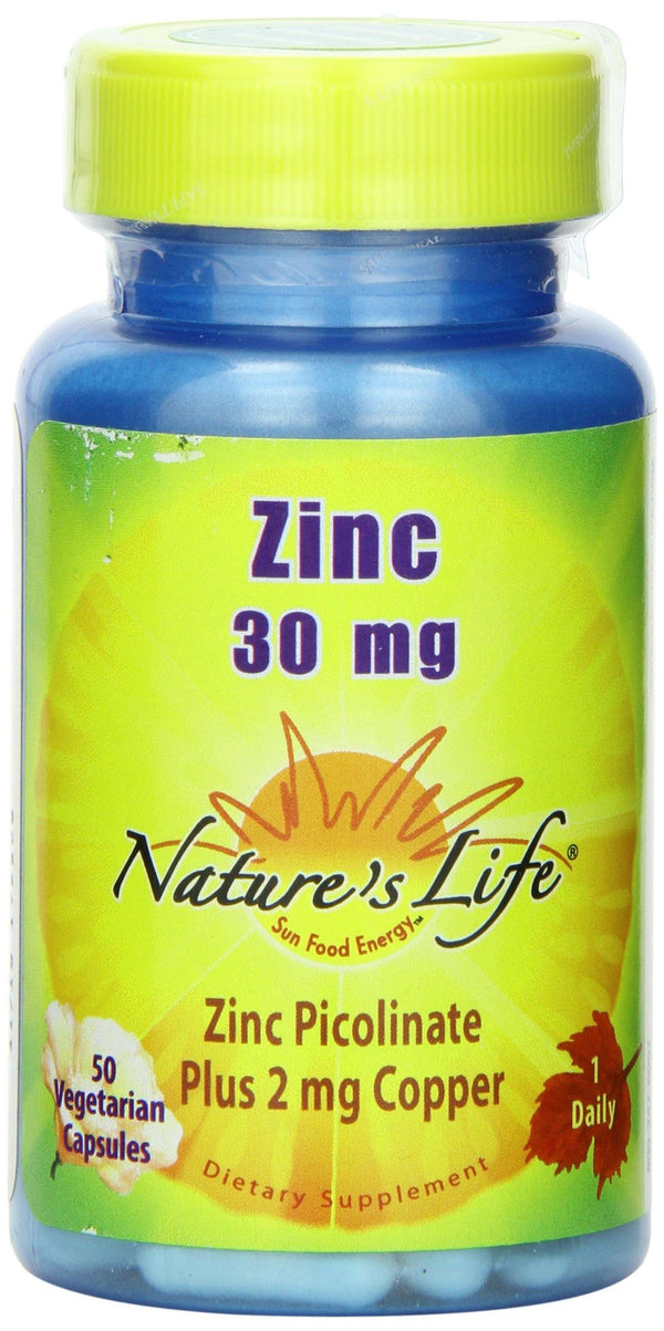 Nature's Life Zinc Picolinate Capsules, 30 Mg, Plus 2mg Copper,  50 Count - Vitamins Emporium