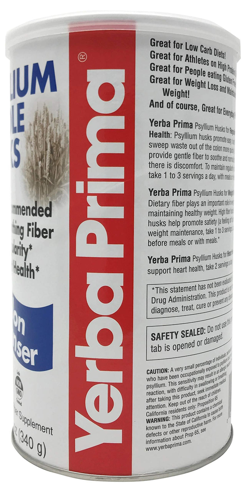 Yerba Prima Psyllium Whole Husks, 12 Ounce (Pack of 4) - Vitamins Emporium