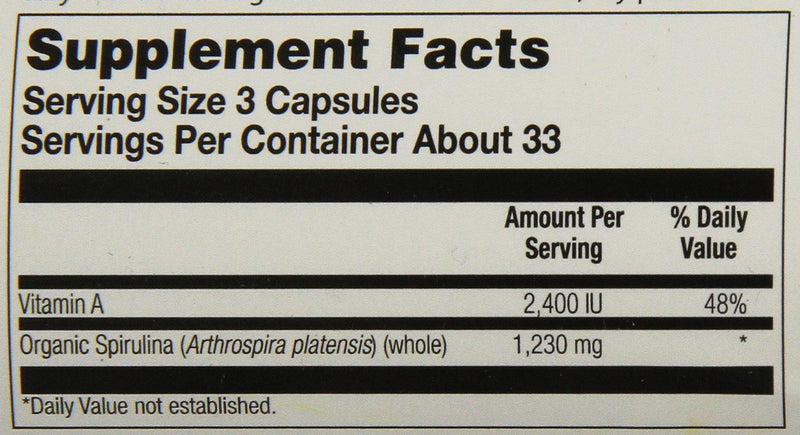 Solaray Spirulina, 410 mg, 100 Count - Vitamins Emporium