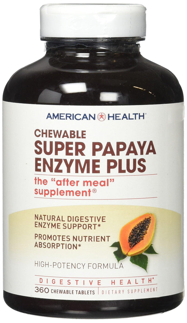 American Health Enzymes Chewable Super Papaya Enzyme Plus 360 tablets - Vitamins Emporium