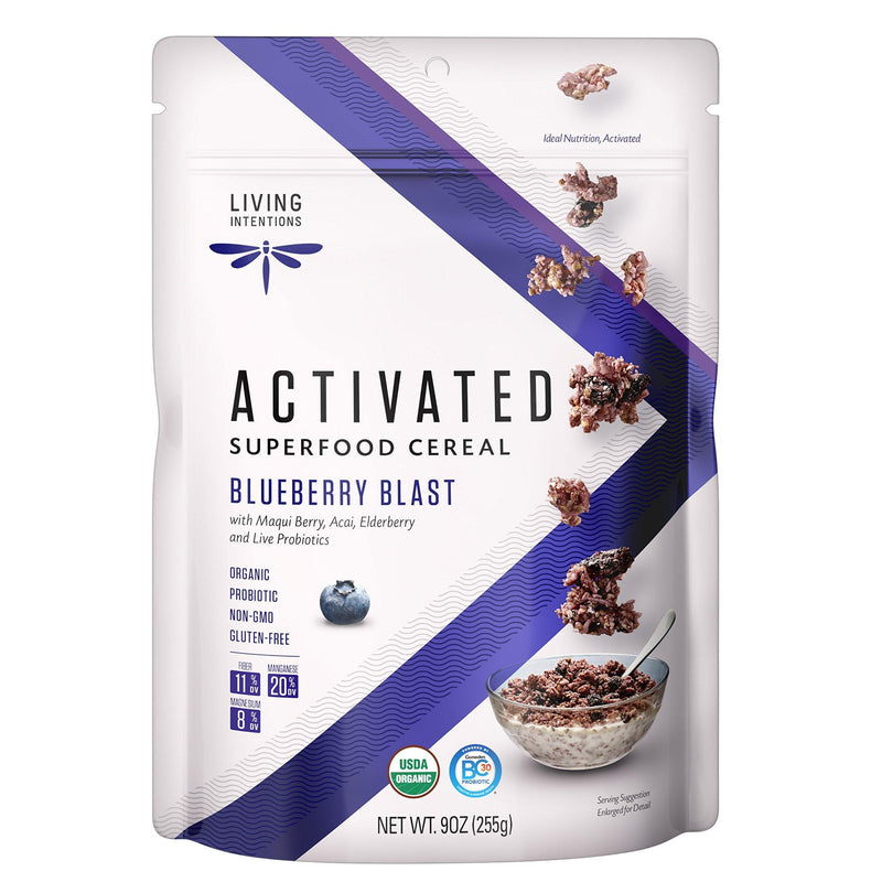 Living Intentions Activated Superfood Cereal, Gluten Free, Vegan, Organic, Blueberry Blast, 9 Ounce - Vitamins Emporium