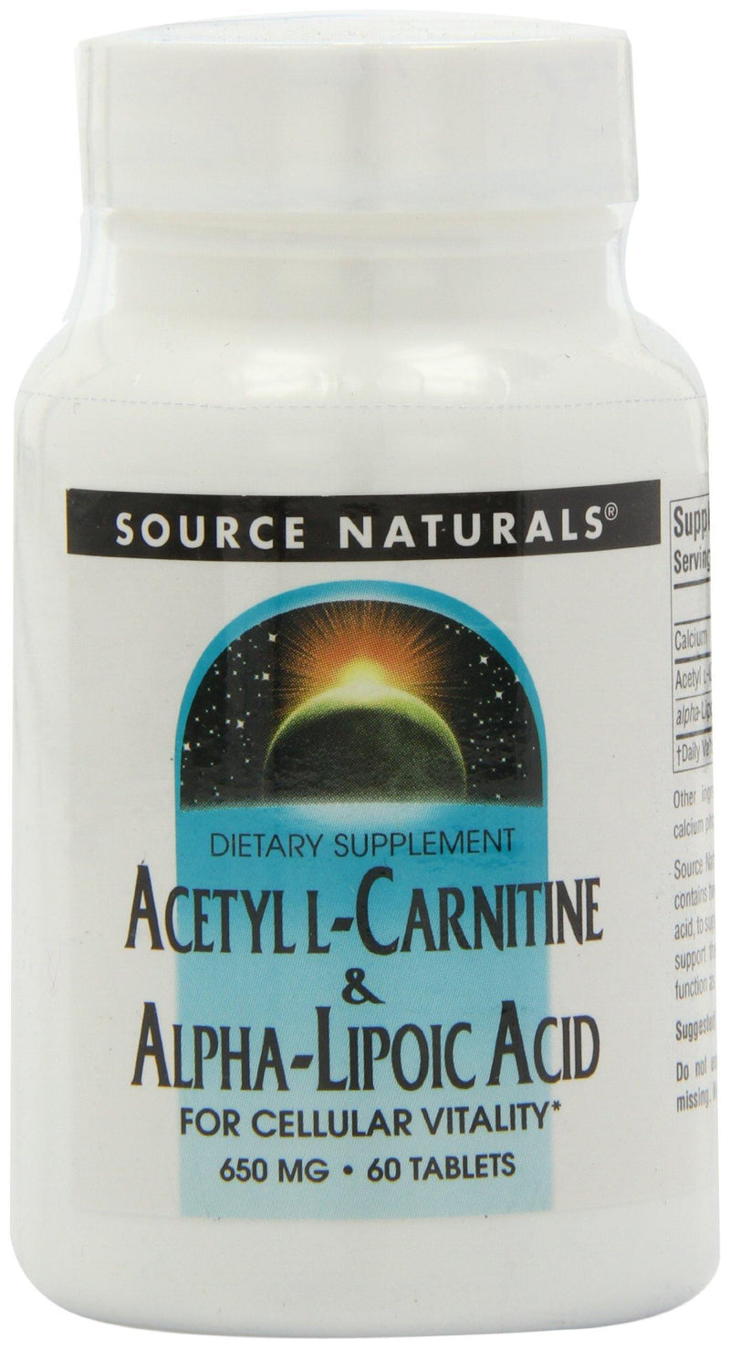 Source Naturals Acetyl L-Carnitine and Alpha-lipoic Acid, 650mg, 60 Tablets - Vitamins Emporium