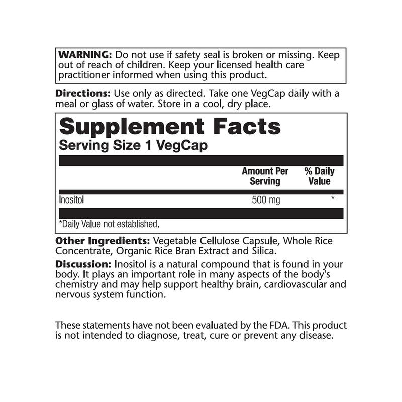 Solaray Inositol Capsules, 500 mg, 100 Count - Vitamins Emporium