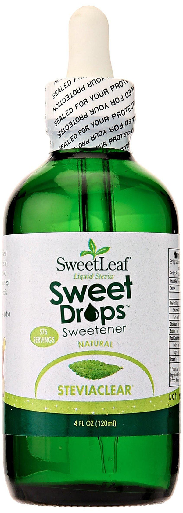 Sweet Drops SweetLeaf Liquid Stevia Sweetener, SteviaClear, 4 oz - Vitamins Emporium
