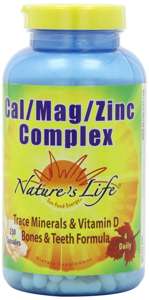 Nature's Life Cal/Mag/Zinc Complex Capsules, 1000/500/15 Mg, 250 Count - Vitamins Emporium
