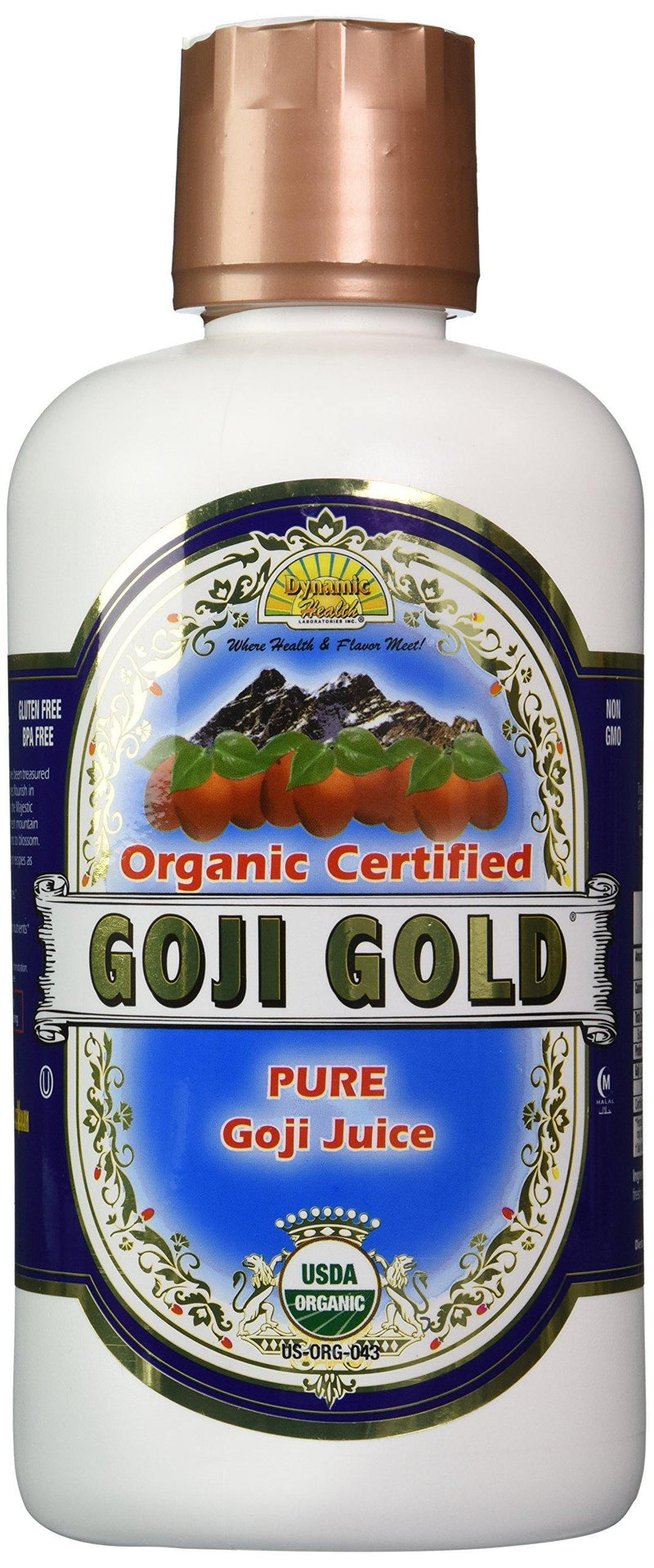 Dynamic Health Goji Gold- 100% Pure Organic Certified Goji Juice, 32-Ounce Bottle - Vitamins Emporium