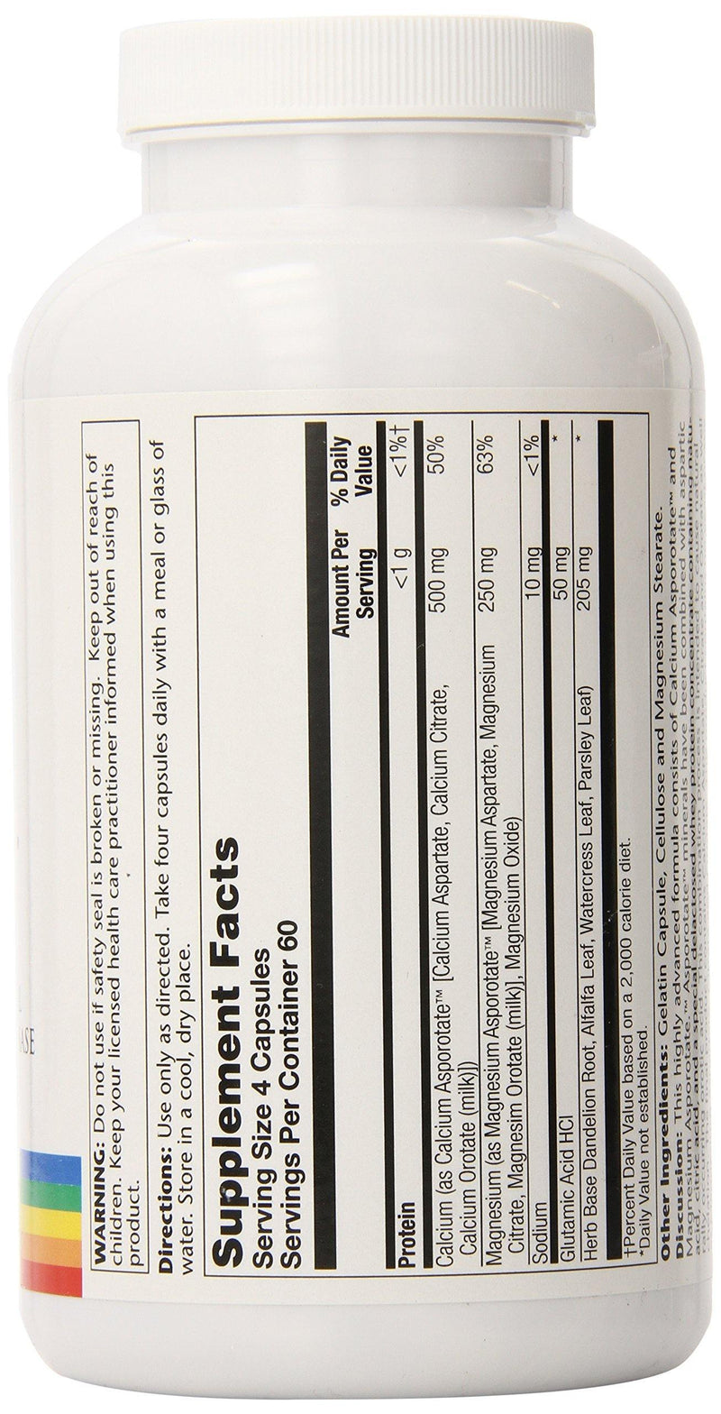 Solaray Calcium and Magnesium Asporotate Capsules, 240 Count - Vitamins Emporium