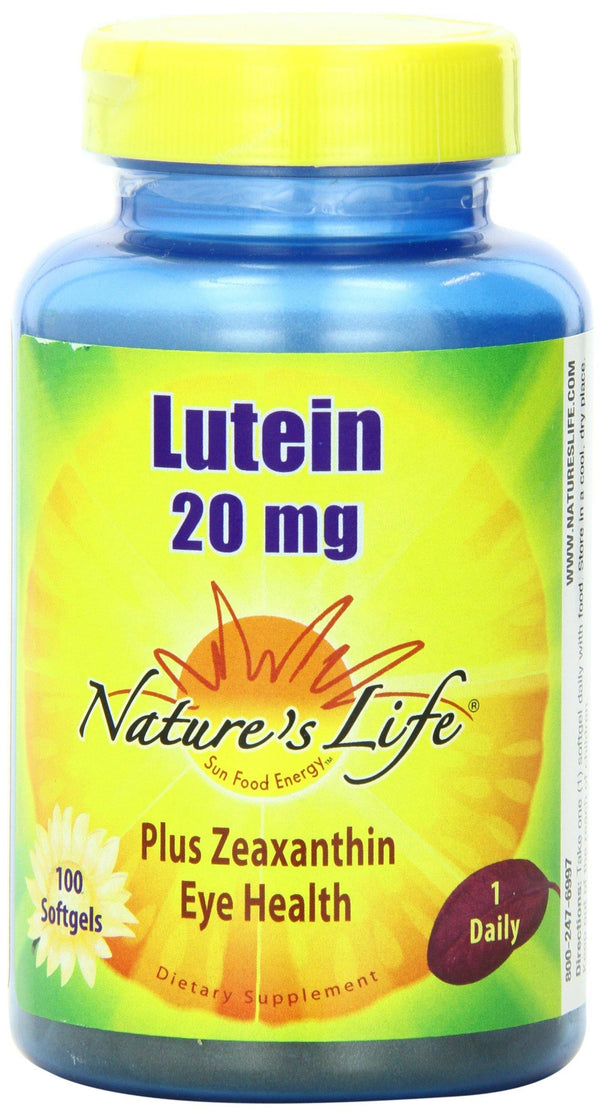 Nature's Life Lutein, Plus Zeaxanthin Eye Health, 20 Mg, 100 Count Softgels - Vitamins Emporium