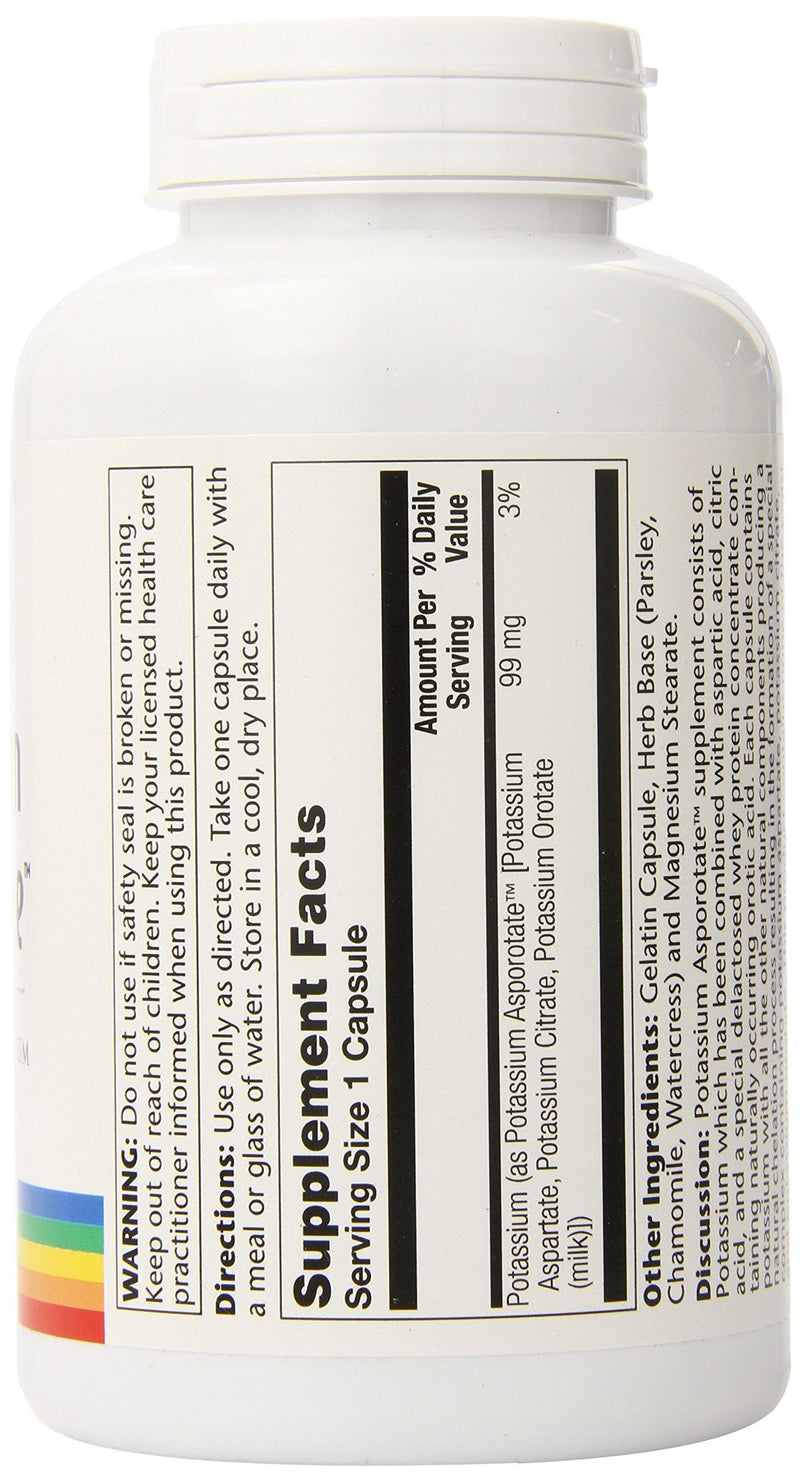 Solaray Potassium Asporotate Supplement, 99 mg, 200 Count - Vitamins Emporium