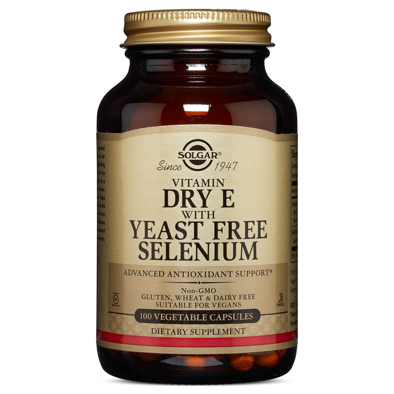 Solgar - Dry Vitamin E with Yeast Free-Selenium, 100 Vegetable Capsules - Vitamins Emporium