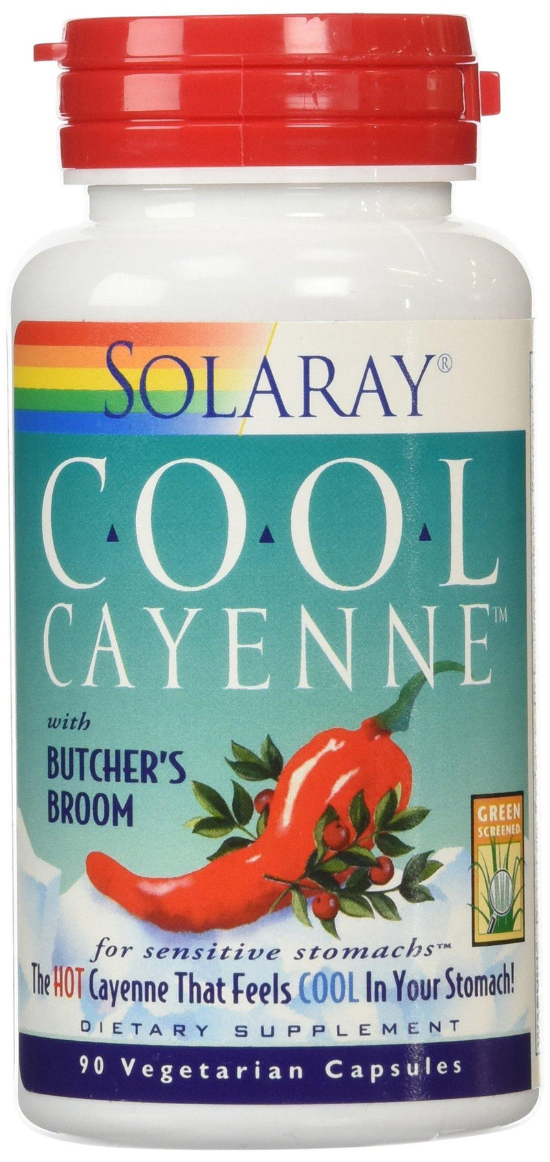 Solaray Cool Cayenne with Butcher's Broom 40000 HU Capsules, 90 Count - Vitamins Emporium
