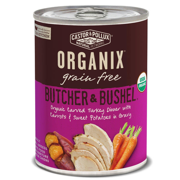 Castor & Pollux Organix Butcher & Bushel Organic Carved Turkey Dinner With Carrots & Sweet Potatoes Wet Dog Food, 12.7 Oz., Case Of 12 Cans - Vitamins Emporium