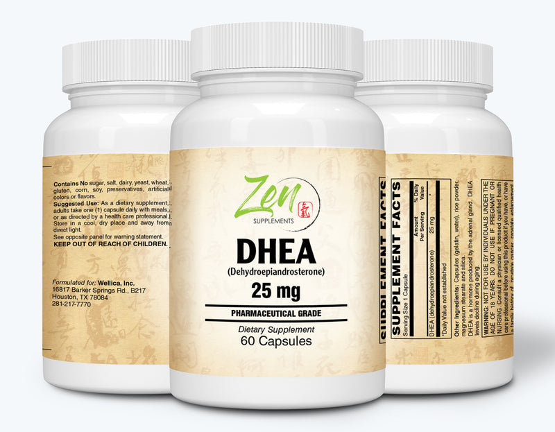 Zen Supplements - DHEA 25 Mg 60-Caps - Supports Energy Level, Metabolism, Endurance & Stamina - Promotes Healthy Aging & Mood