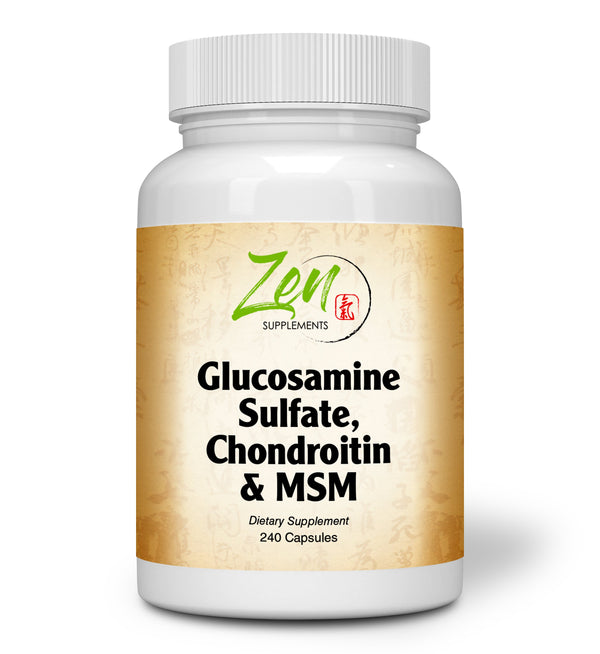 Glucosamine Sulfate Chondroitin MSM - Natural Joint Pain Relief Supplements for Men and Women with Manganese, Potassium for Joint Health, Cartilage & Tissue, Inflammation, Shell-Fish Free - 240 Caps