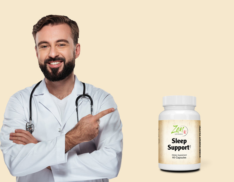 Zen Supplements - Sleep Support with Melatonin, L-Theanine, Passionflower & Valerian 60-Caps - Supports Overall Sleep Quality - Magnesium to Fall Asleep Fast, Calm & Restful Night, Non Habit Forming