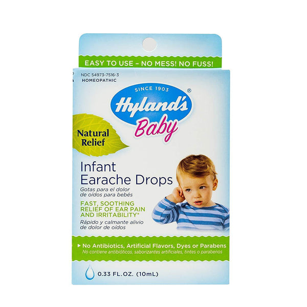 Hyland's Baby Infant Ear Drops, Natural Homeopathic Earache Pain Relief from Allergy and Cold & Flu, 0.33 Ounce - Vitamins Emporium