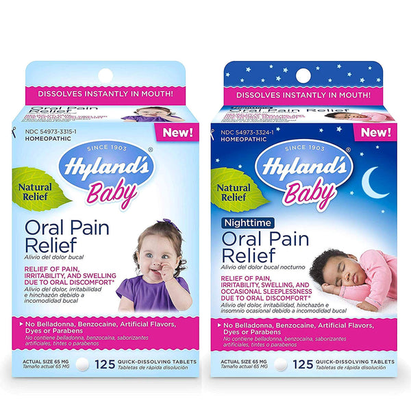 Hyland's Baby Day & Night Oral Pain Relief Tablets Bundle with Chamomilla, Soothing Natural Relief of Oral Discomfort, Irritability, and Swelling, 250 Count - Vitamins Emporium