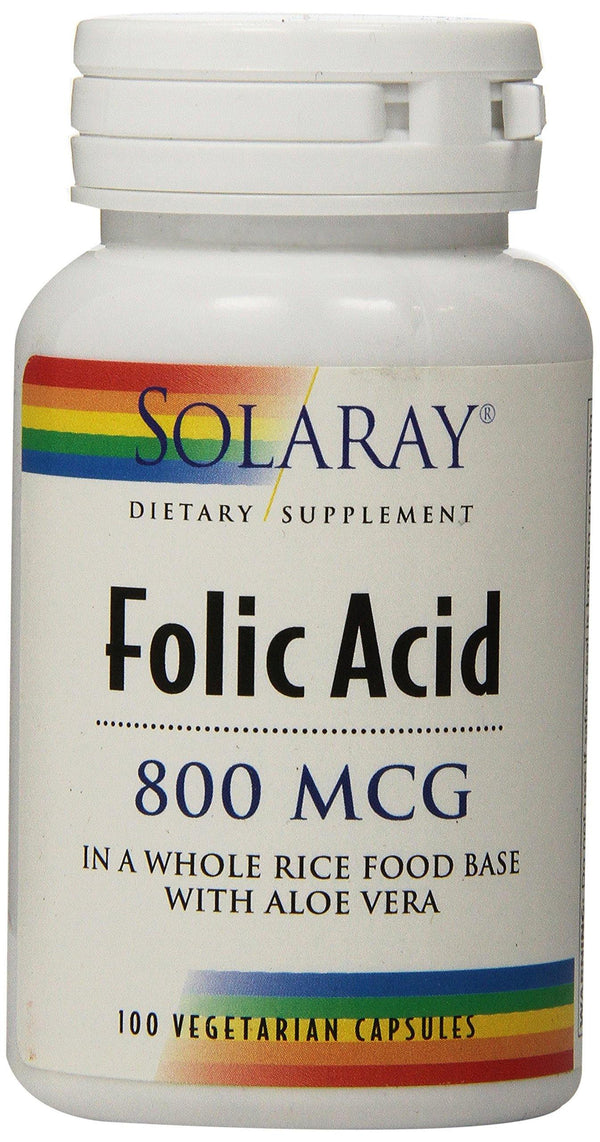 Solaray Folic Acid Capsules, 800mcg, 100 Count - Vitamins Emporium
