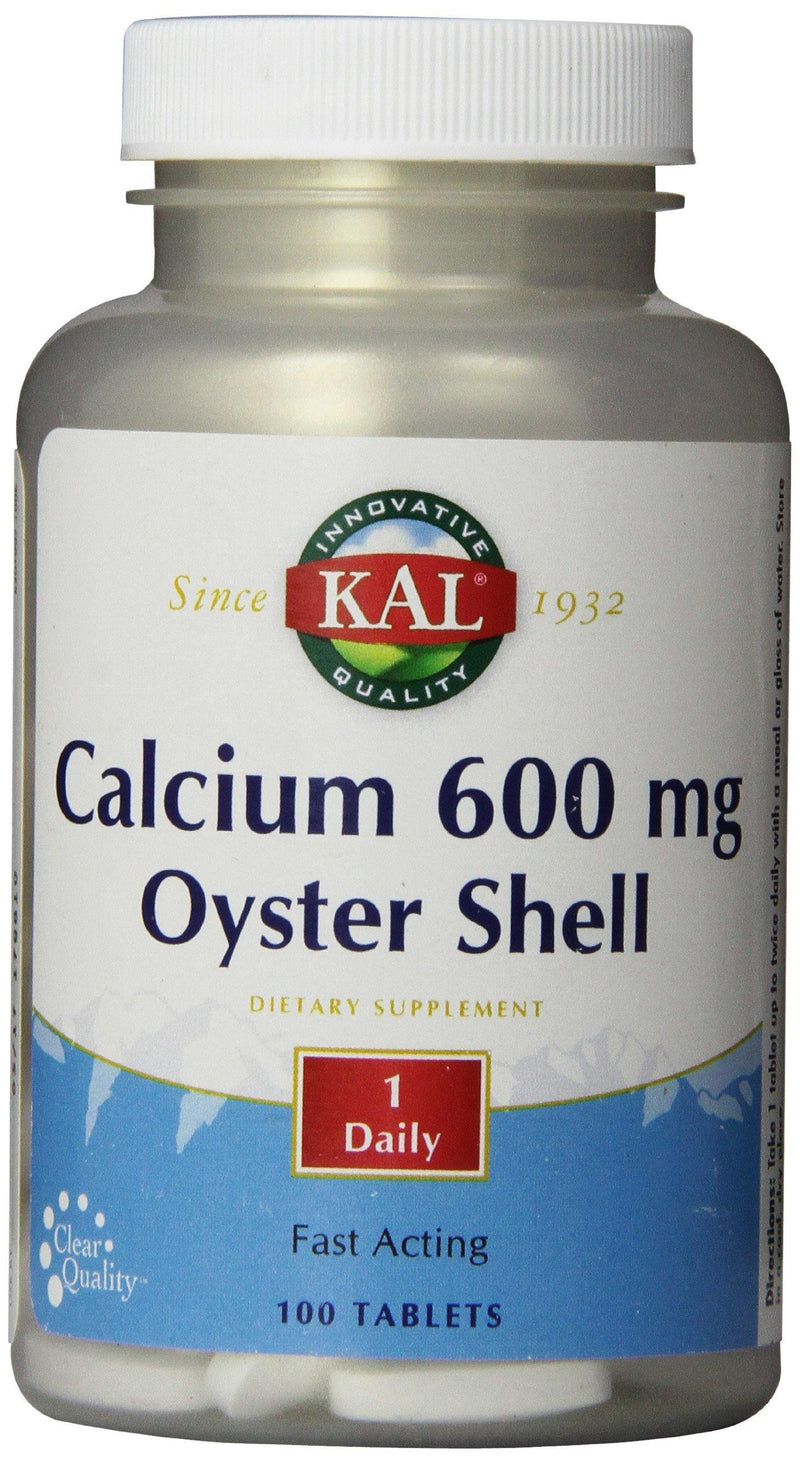 KAL Calcium Oyster Shell Tablets, 600 mg, 100 Count - Vitamins Emporium