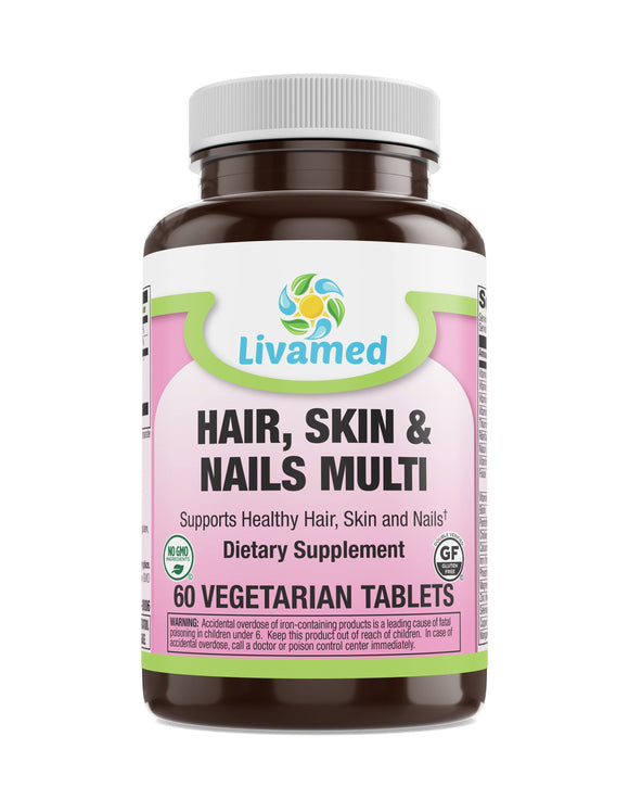 Livamed - Hair, Skin & Nails Multivitamin with Trace Minerals Veg Tabs - Vitamins Emporium