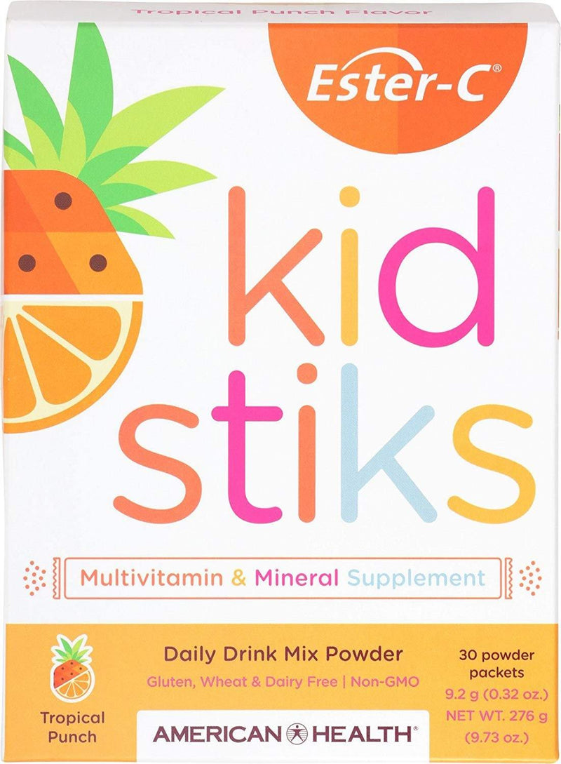 American Health Ester-C Kid Stiks Tropical Punch Packets, 30 Count - Vitamins Emporium