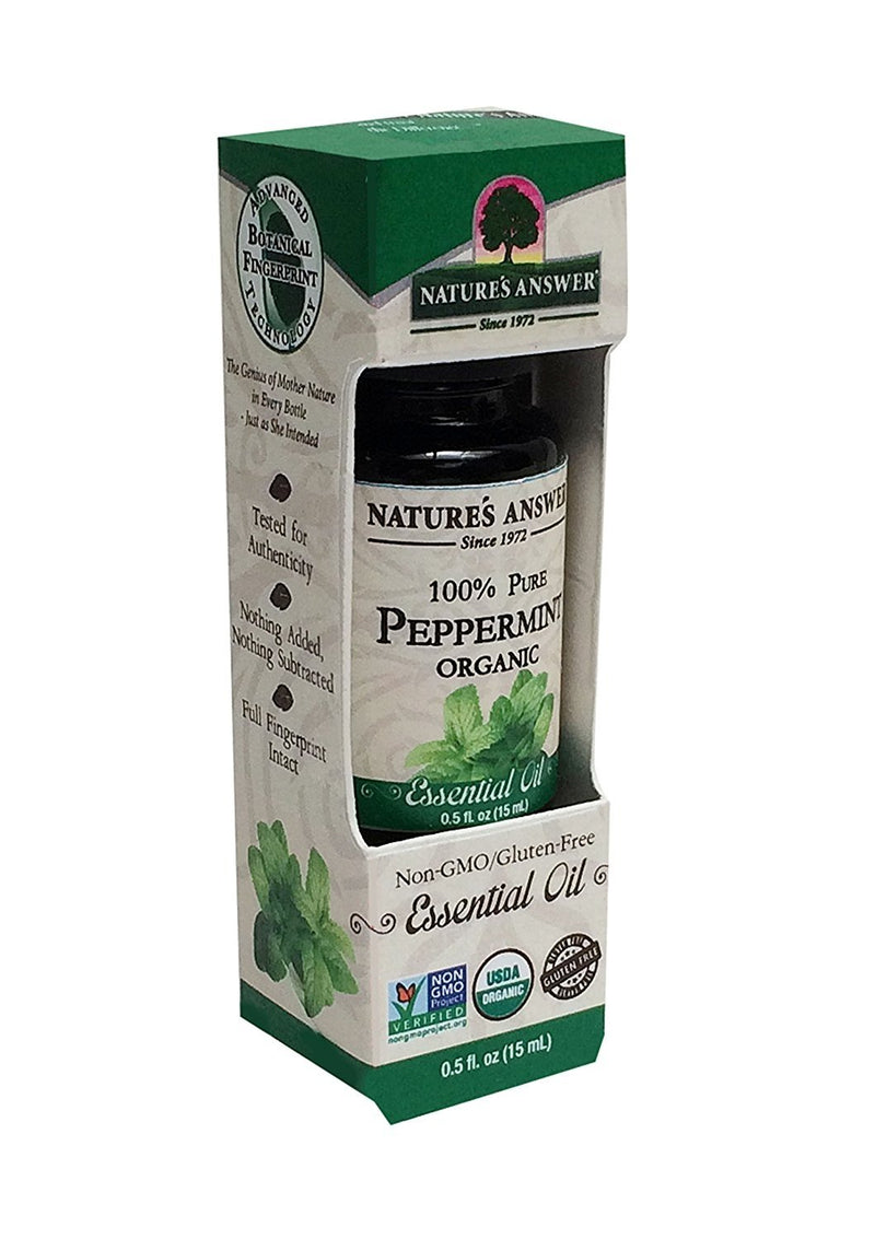 Nature's Answer 100 Percent Pure Organic, Peppermint Essential Oil, 0.50 Ounce - Vitamins Emporium