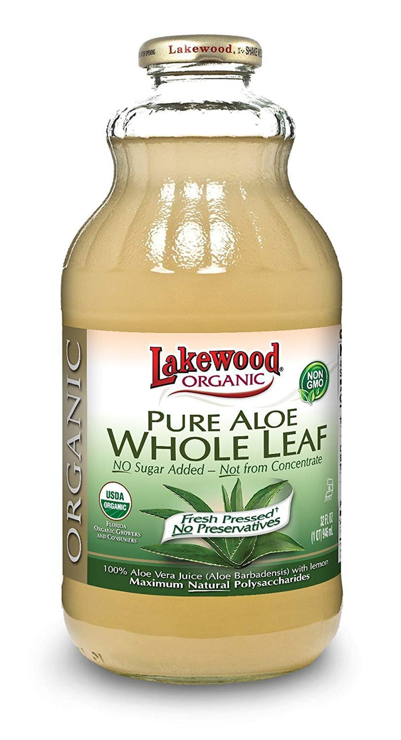 Lakewood Organic  Pure Whole Leaf Aloe, 32 Ounce (Pack of 6) - Vitamins Emporium