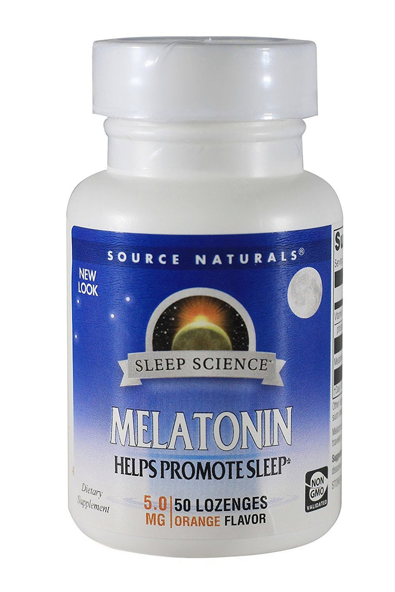 Source Naturals Sleep Science Melatonin 5mg - Promotes Restful Sleep and Relaxation, Supports Natural Sleep/Wake Patterns and Rhythms - 50 Lozenges, Orange Flavor - Vitamins Emporium