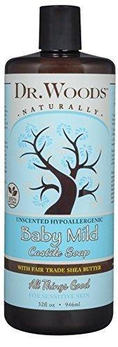 Dr. Woods Baby Mild Unscented Liquid Castile Soap with Organic Shea Butter, 32 Ounce - Vitamins Emporium