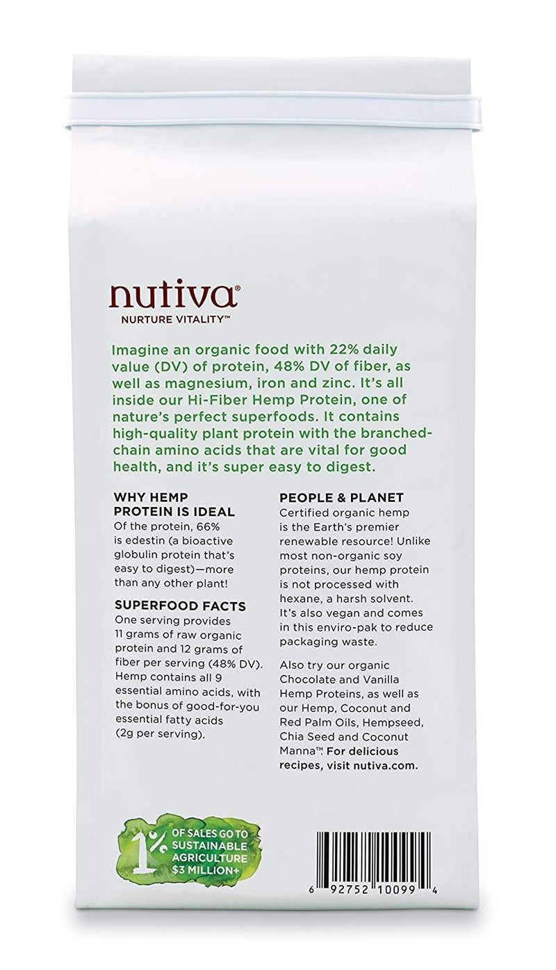 Nutiva Organic, Cold-Processed Hemp Protein from non-GMO, Sustainably Farmed Canadian Hempseed, 15 G, 3-Pound Bag - Vitamins Emporium