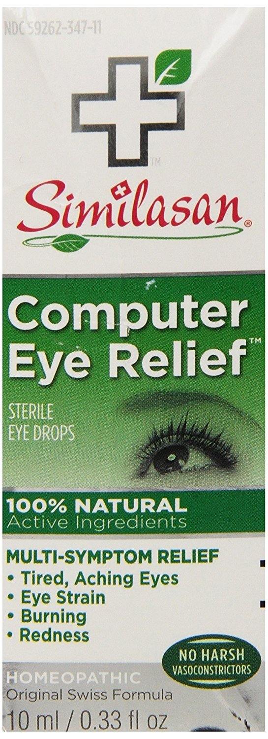 Similasan Computer Eye Relief Eye Drops .33-Ounce Bottles (Pack of 3), for Temporary Relief from Tired Eyes, Aching Eyes, Eye Strain, Burning or Redness from Computer Use - Vitamins Emporium