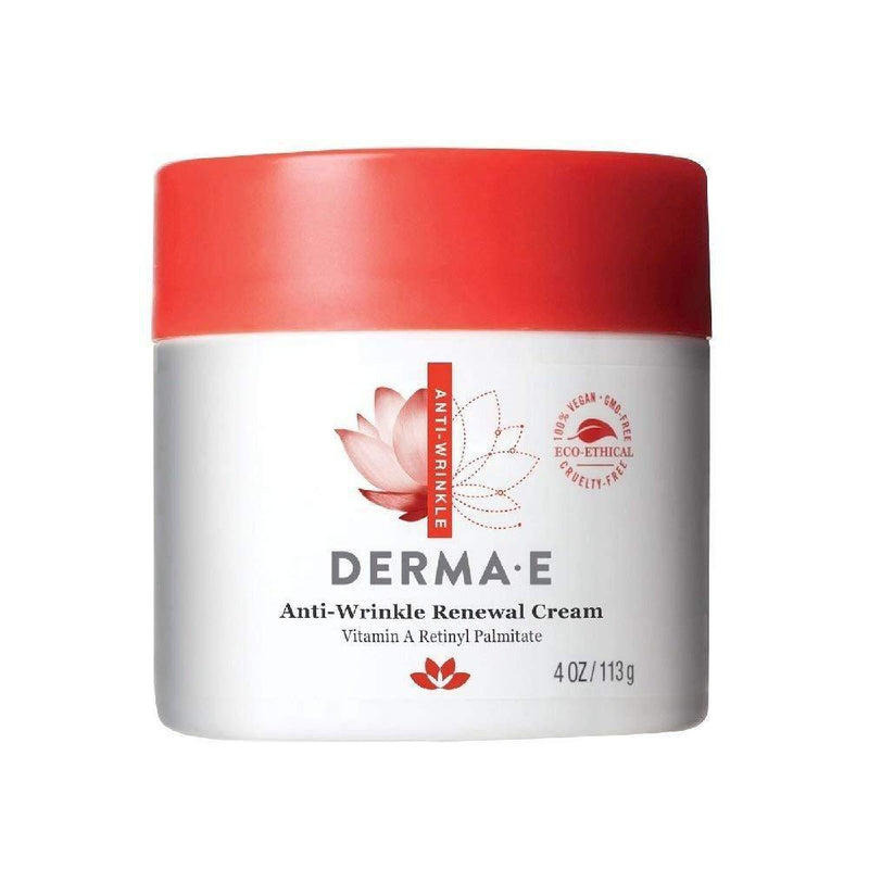DERMA E Anti-Wrinkle Renewal Cream with Vitamin A Retinyl Palmitate 4oz - Vitamins Emporium