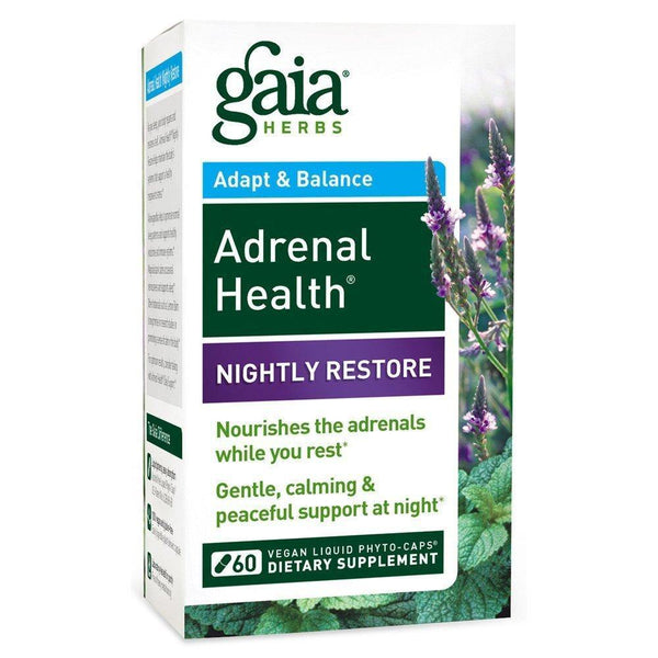 Gaia Herbs Adrenal Health Nightly Restore Vegan Liquid Phyto-Caps Herbal Supplement, with Adaptogens (Ashwagandha, Vervain, Magnolia bark, Mimosa bark) for Sleep Cycle Support, 120 Count - Vitamins Emporium