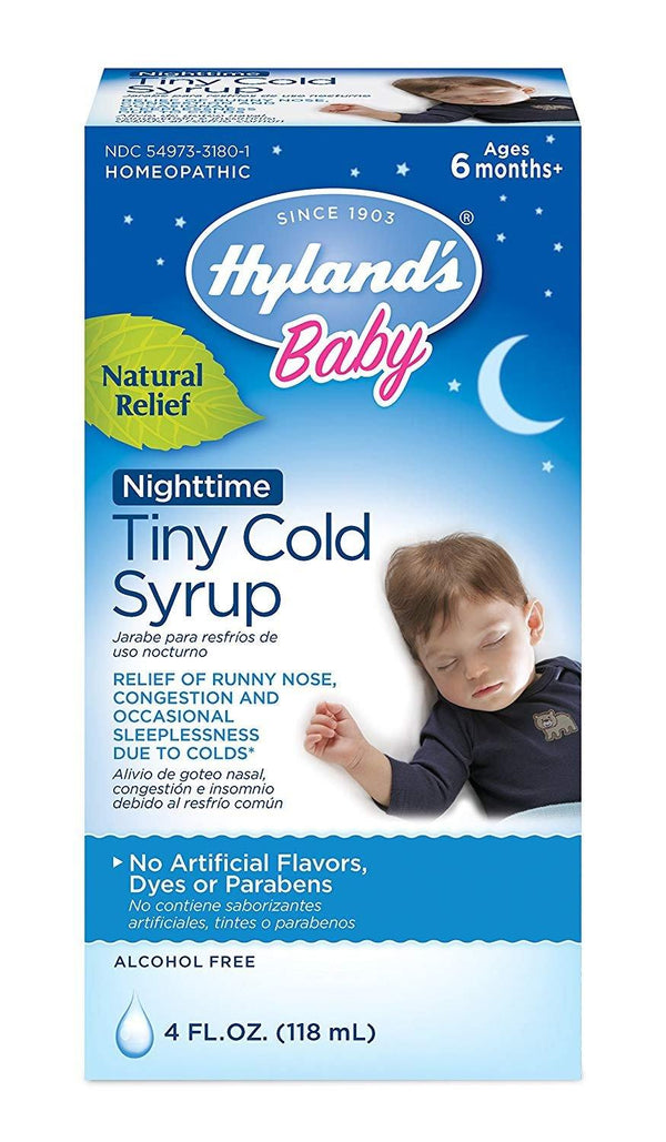 Hyland's Baby Nighttime Cold Syrup, Natural Relief of Runny Nose, Congestion, and Sleeplessness, 4 Ounces - Vitamins Emporium
