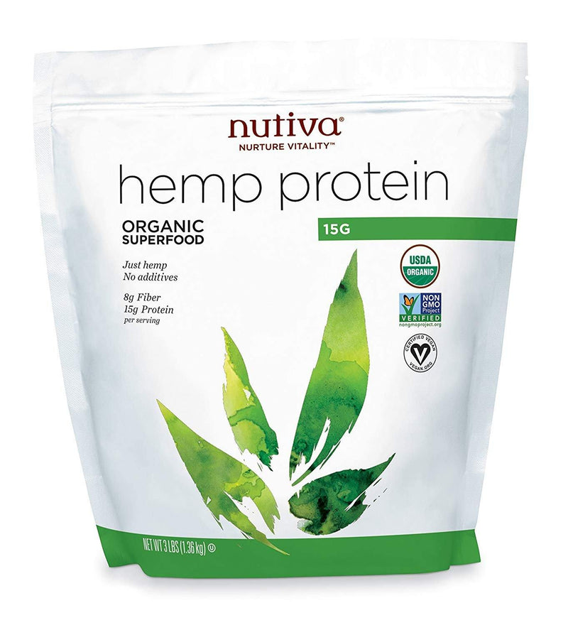 Nutiva Organic, Cold-Processed Hemp Protein from non-GMO, Sustainably Farmed Canadian Hempseed, 15 G, 3-Pound Bag - Vitamins Emporium
